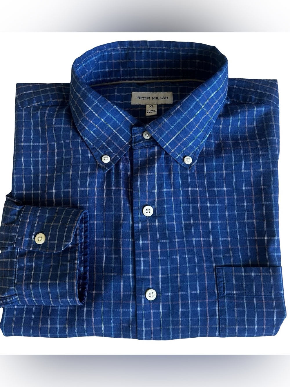 Peter Millar Men's Blue Plaid Button-Down Shirt